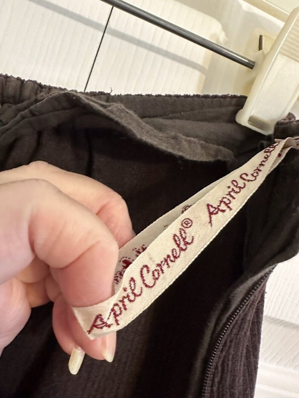 Vintage 90's April Cornell Brown Corduroy Straight Leg Pant Sz L High Waist - Picture 6 of 10